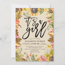 Invitación Baby Shower Autumn Maple deja girasoles de calabaz