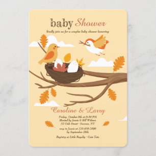 Invitación Baby Shower Aves anidantes