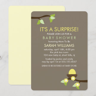 Invitación Baby Shower Aves Nest and Blossoms