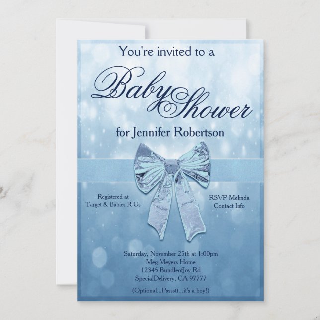 Invitación Baby Shower azul (Anverso)