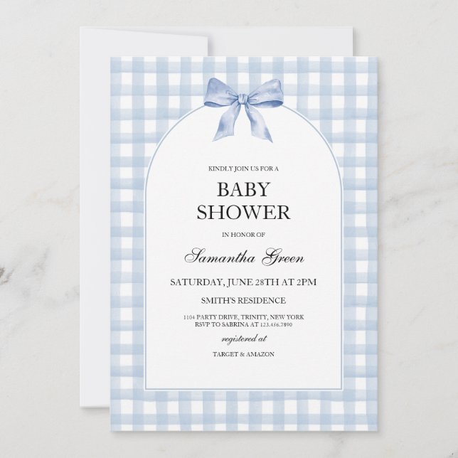 Invitación Baby Shower azul (Anverso)