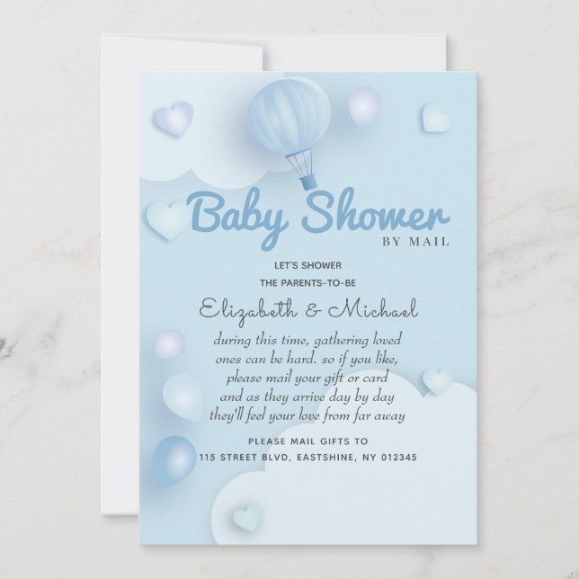 Invitación Baby Shower azul (Anverso)