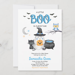 Invitación Baby Shower azul a pequeño boom
