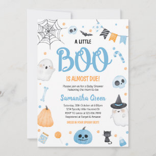 Invitación Baby Shower azul a pequeño boom