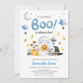 Invitación Baby Shower azul a pequeño boom