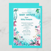 Baby Shower azul bajo el mar moderno