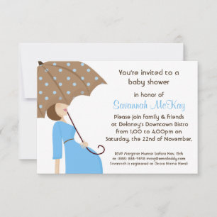 Invitación Baby Shower azul - Bomba de bebé mami moderna