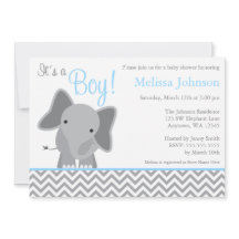 Baby Shower azul claro de elefante suave