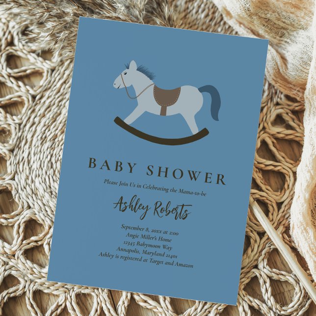 Invitación Baby Shower azul de caballo de roca (Subido por el creador)