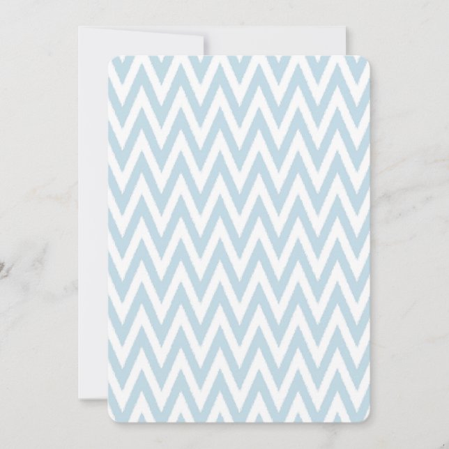 Invitación Baby Shower azul de cherón blanco (Anverso)