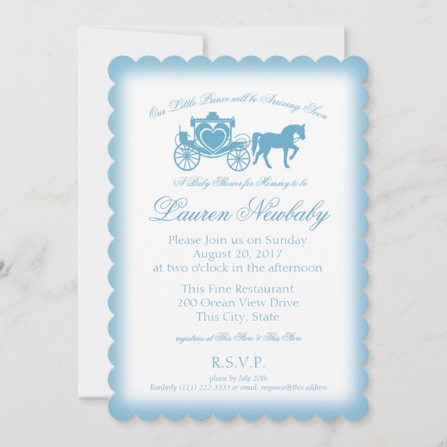 Invitación Baby Shower Azul de Fairytale (Anverso)