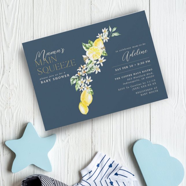 Invitación Baby Shower azul de humo de cítricos limoneros de  (Subido por el creador)