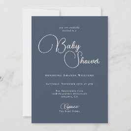 Invitación Baby Shower azul de la marina de simplicidad moder