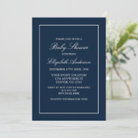 Baby Shower azul de la marina Minimalista clásica