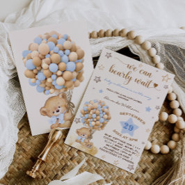 Invitación Baby Shower azul de luz de espera de Bear