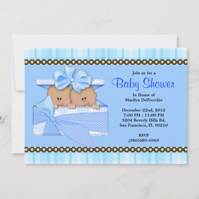Invitación Baby Shower azul dulce (Anverso)