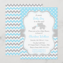 Baby Shower azul elefante y gris