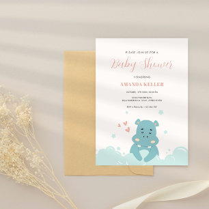 Invitación Baby Shower azul en la nube blanca