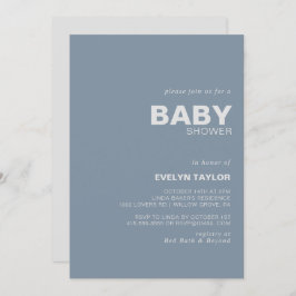 Invitación Baby Shower azul formal elegante minimalista