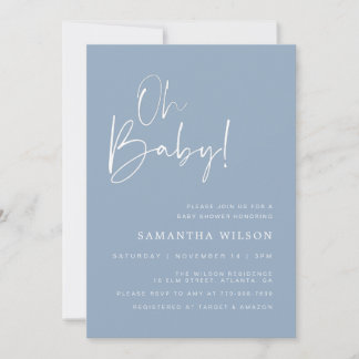 Invitación Baby Shower azul mínimo