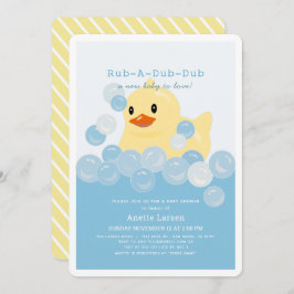 Invitación Baby Shower azul Rubber Ducky Boy