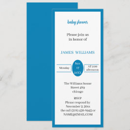 Invitación Baby Shower azul simple personalizado
