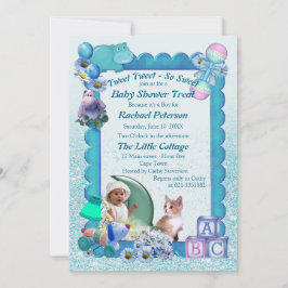 Invitación Baby Shower azul turquesa