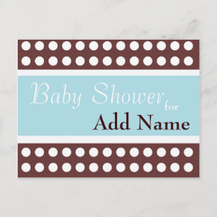 Invitación Baby Shower azul y marrón retro