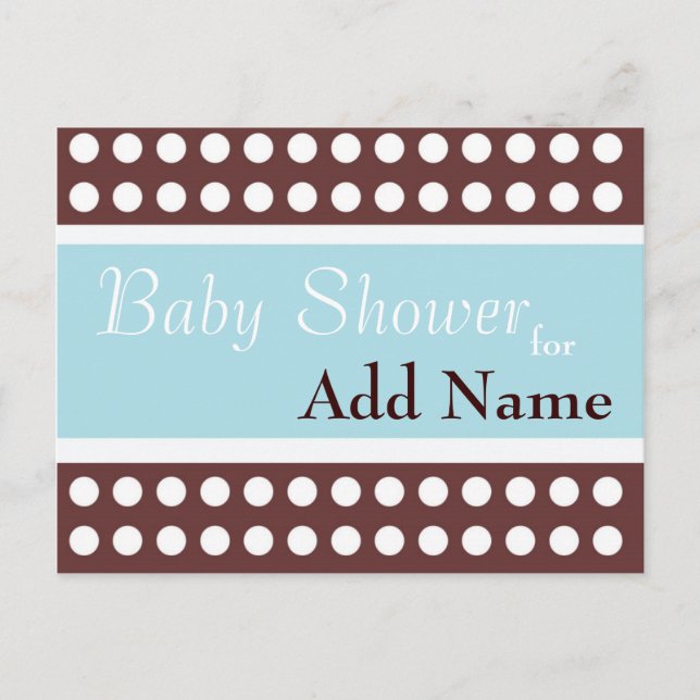 Invitación Baby Shower azul y marrón retro (Anverso)