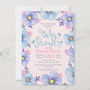 Invitación Baby Shower azul y rosa