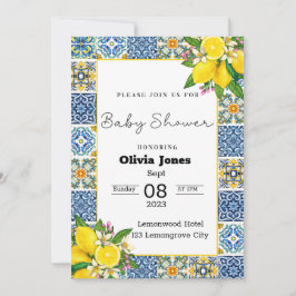 Invitación Baby Shower Azulejo Lemon Tiles