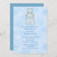 Baby Shower Baby Boy Blue Hippo
