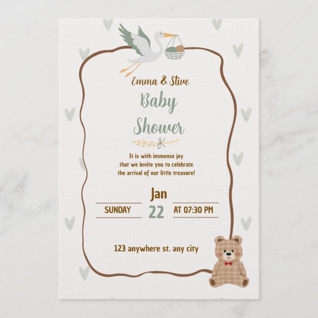 Invitación Baby shower - baby boy or gris Invitation (Anverso)