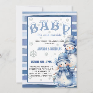 Invitación Baby Shower 'Baby It's Cold Outside' Invierno Azul
