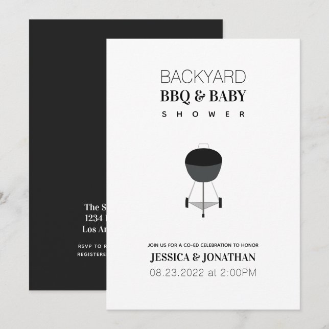 Invitación Baby Shower Backyard BBQ Co-Ed Parejas Simple (Anverso / Reverso)