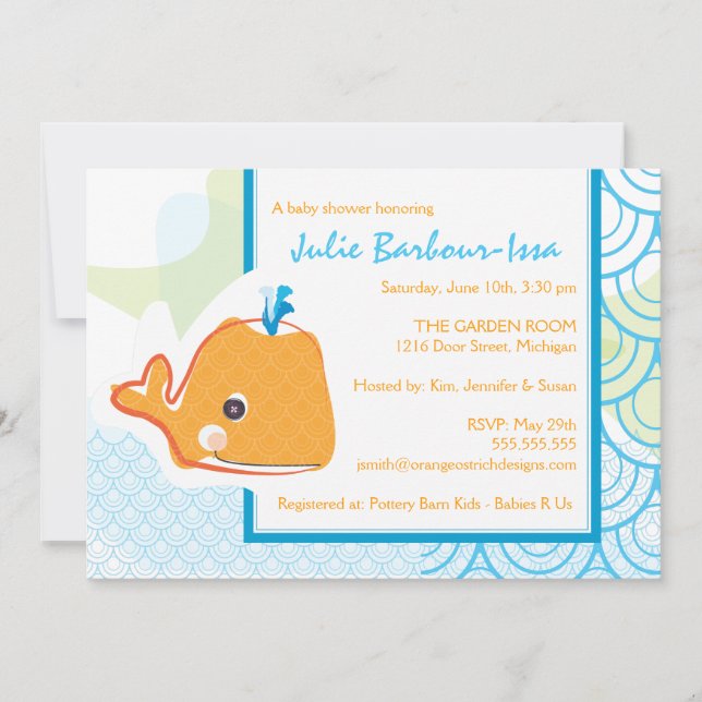 Invitación Baby Shower - Ballena bebé (Anverso)