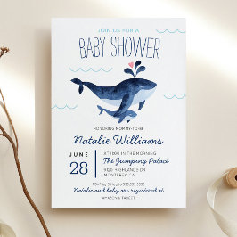Invitación Baby Shower: ballenas náuticas bajo el mar