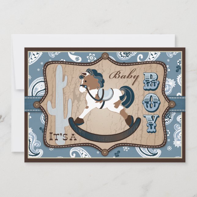 Invitación Baby Shower Bandanna Print & Rocse Horse Cowboy (Anverso)