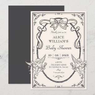 Invitación Baby shower barroco artístico vintage