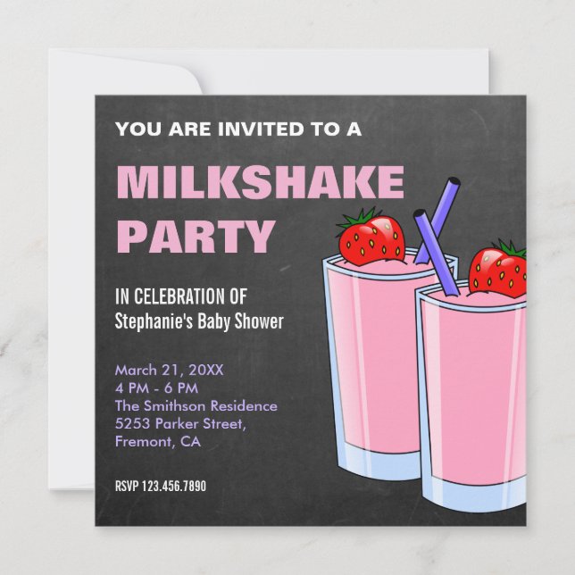 Invitación Baby Shower Batido de Fresa (Anverso)