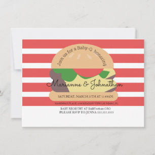 Invitación Baby Shower BBQ Baby Q Backyard Hamburger