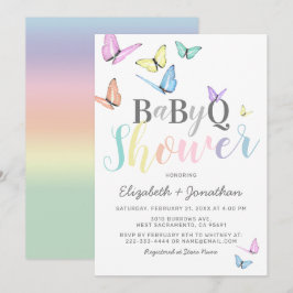 Invitación Baby Shower BBQ | Parrillada Pastel Rainbows