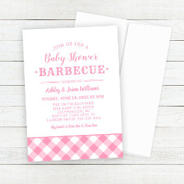 Invitación Baby Shower BBQ Pink Gingham Plaid