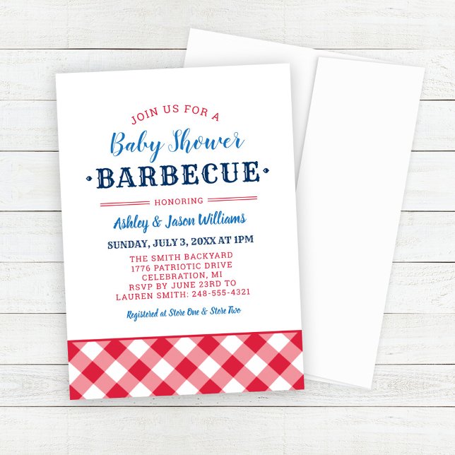 Invitación Baby Shower BBQ rojo blanco y azul (Subido por el creador)