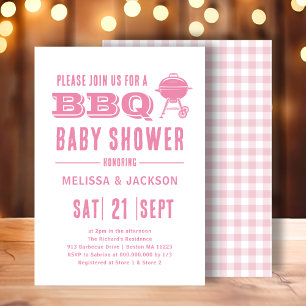 Invitación Baby Shower BBQ rosa