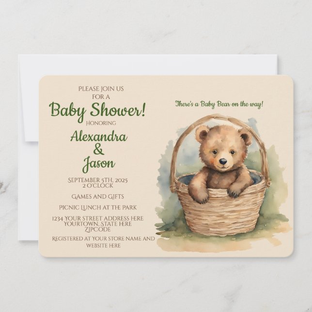 Invitación Baby Shower Bear (Anverso)