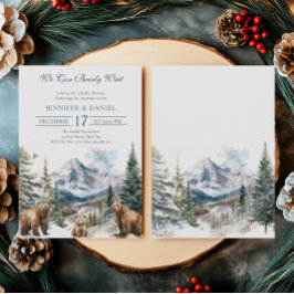 Invitación Baby Shower Bear Adventure Winter Snow Mountain