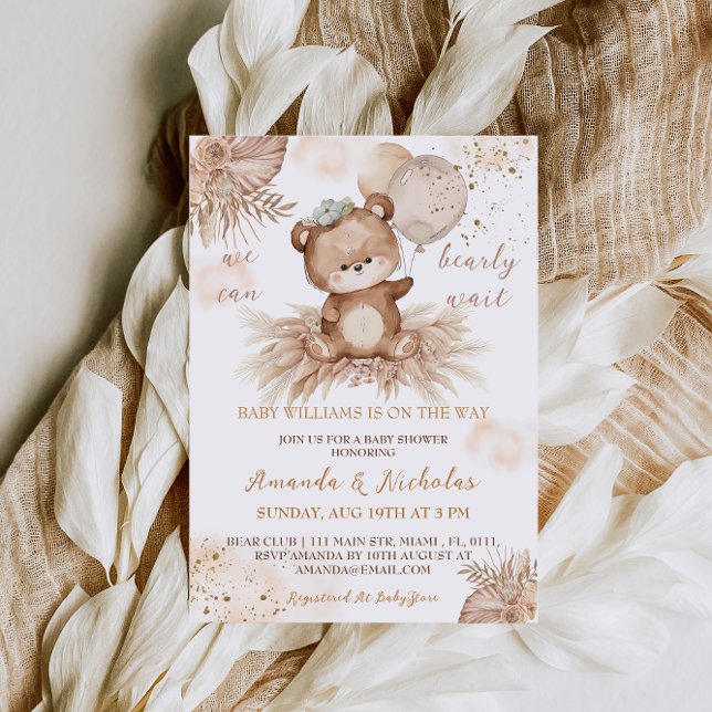 Invitación Baby Shower Bear Bearly Wait (Subido por el creador)