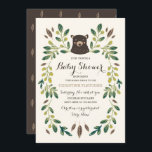 Invitación Baby Shower Bear Cub<br><div class="desc">El diseño de la ducha de bebé de Shelby Allison,  con temática boscosa,  presenta un ilustracion de diseños florales de colores verdosos que rodean un retrato de un oso dulce.</div>