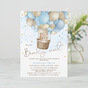Invitación Baby Shower Bearly Bear con globo de aire caliente